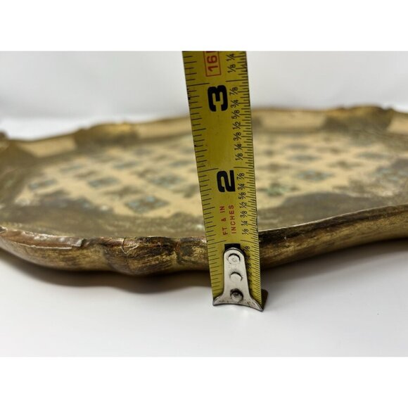 Mid Century Italian Blue GoHollywood Regency Florentine Serving Tray Wood 20x15" - Picture 16 of 16